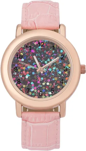 Glitter Women's Leather Strap Watch Elegant Leather Band Ladies Watches Three-Hand Watch crumple grounding wad Colorful 