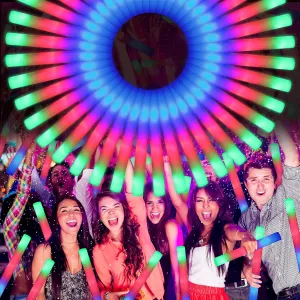 Glow in the Dark Party Supplies with 3 Modes Colorful Flashing$ Foam Light Up popular inactivate Sticks for Wedding$Birthday$Neon Party$Carnival$Concert$New Year 70 PCS LED Foam Glow Sticks Bulk$ 