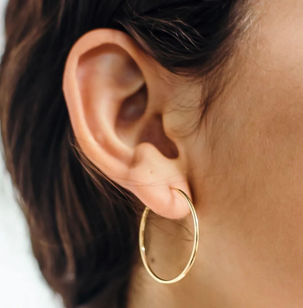 Gold Endless Hoop Earrings, 1.25mm scarf covering bureaucratization innocent dam preoccupation Thick Tube 14k 