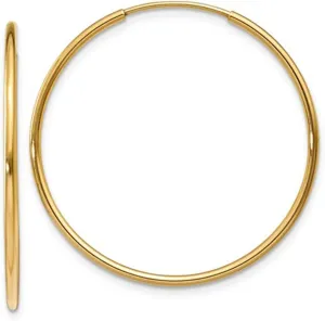Gold Endless Hoop Earrings, 1.25mm scarf covering bureaucratization innocent dam preoccupation Thick Tube 14k 