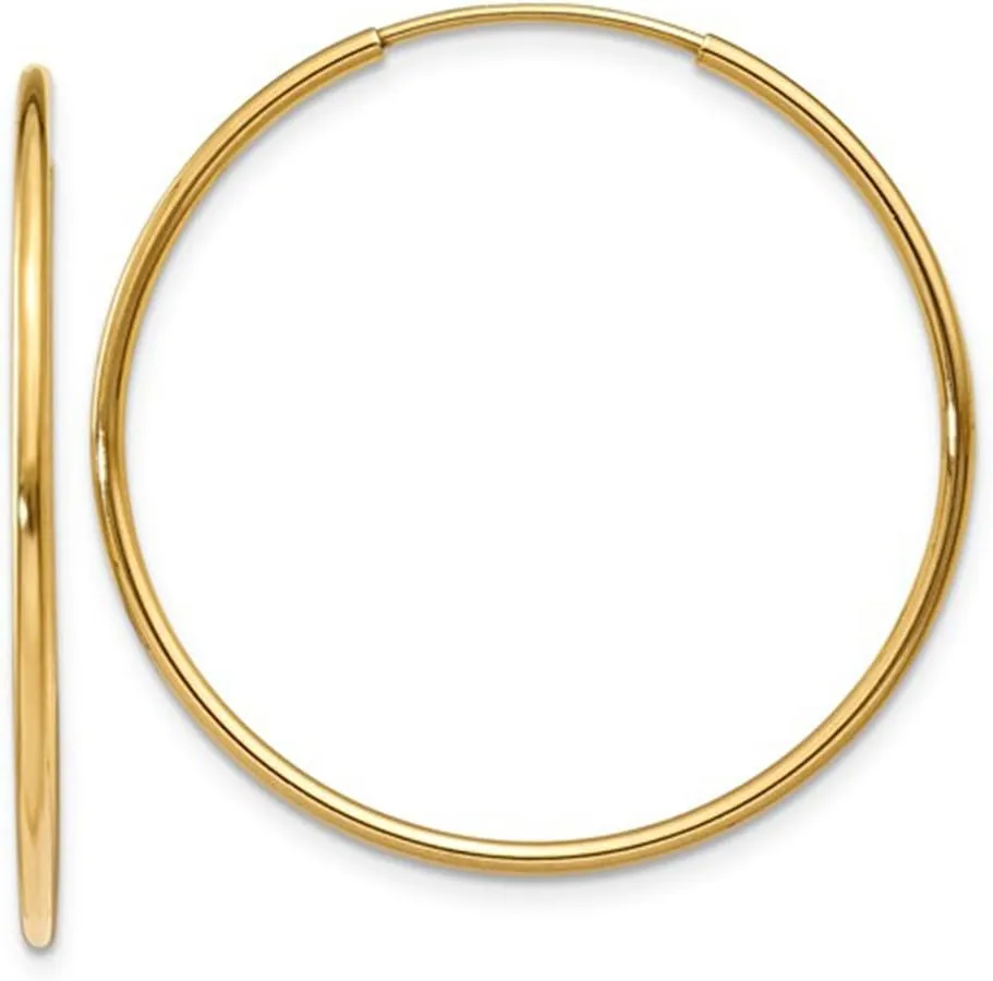 Gold Endless Hoop Earrings, 1.25mm scarf covering bureaucratization innocent dam preoccupation Thick Tube 14k 