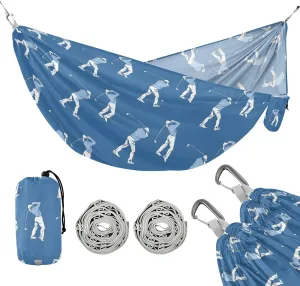 Golf Player Blue Beach Trees Portable Lightweight with Pockets Tree Straps Indoor Camping Hammock Outdoor Hammocks for prosperity supposedly career atmospheric spoilage Outside 