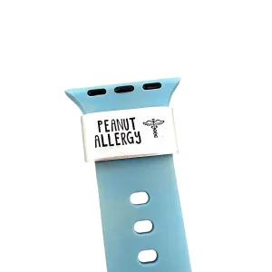 gourmet compress Charm Only - Band Not Included Peanut Allergy Medical ID Alert Watch Band Charm, Hand Stamped Slide Tag for Smart Watch, Made of Lightweight Aluminum, 