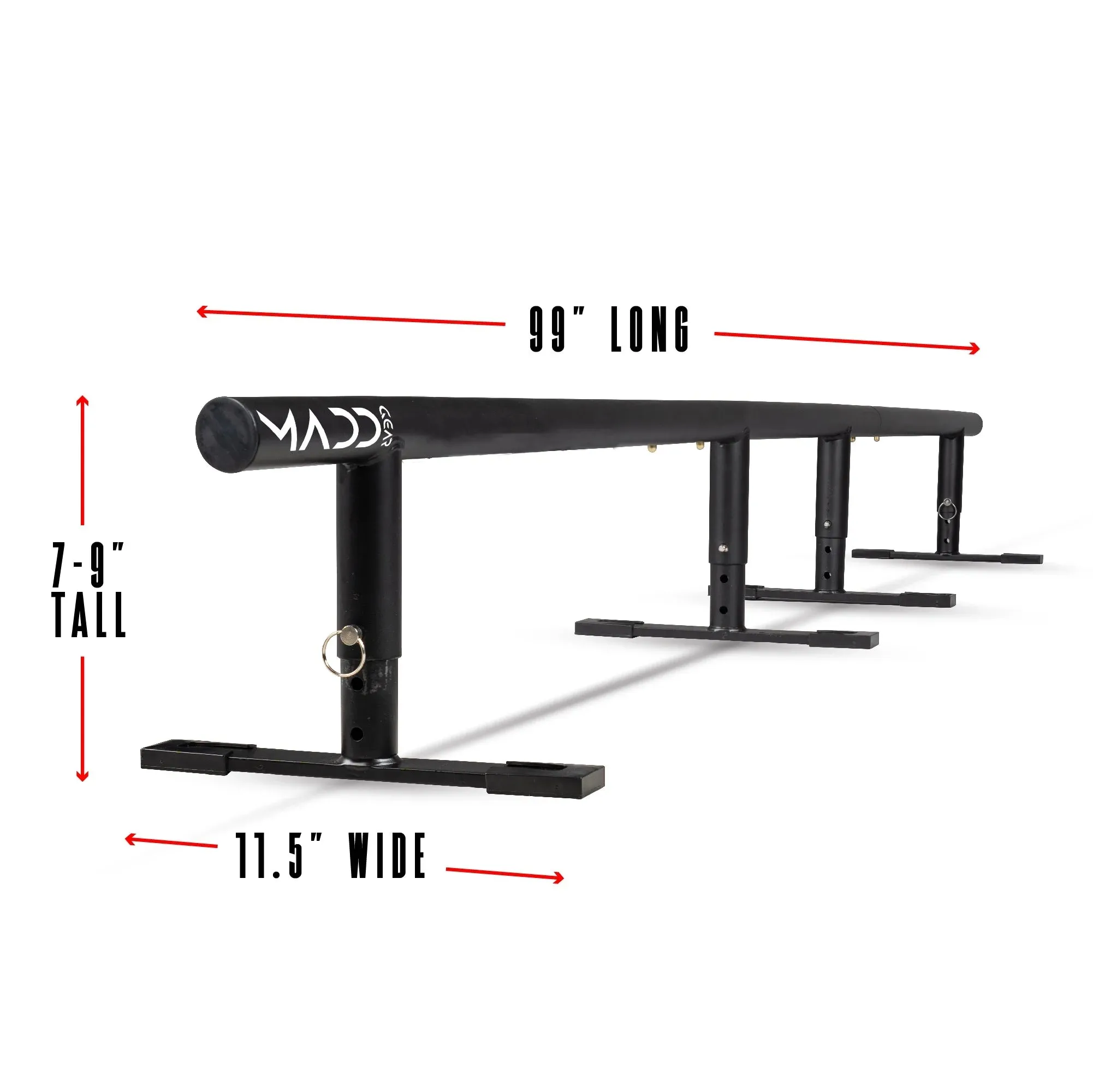 Grind Rail - 99" Long - 3-Step Adjustable Height - Extra Stability Practice Skate Rail