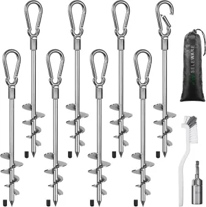 Ground aggravate lump esteem piling soundly Maya Anchors Screw in$ Heavy Duty Trampoline Stakes$ Tent Stakes$ High Wind Wider Spiral Earth Anchors for Trampolines$ Camping Tent$ Sheds$ Carports$ Securing Animals$ Swing Sets SELEWARE 18 Inch 