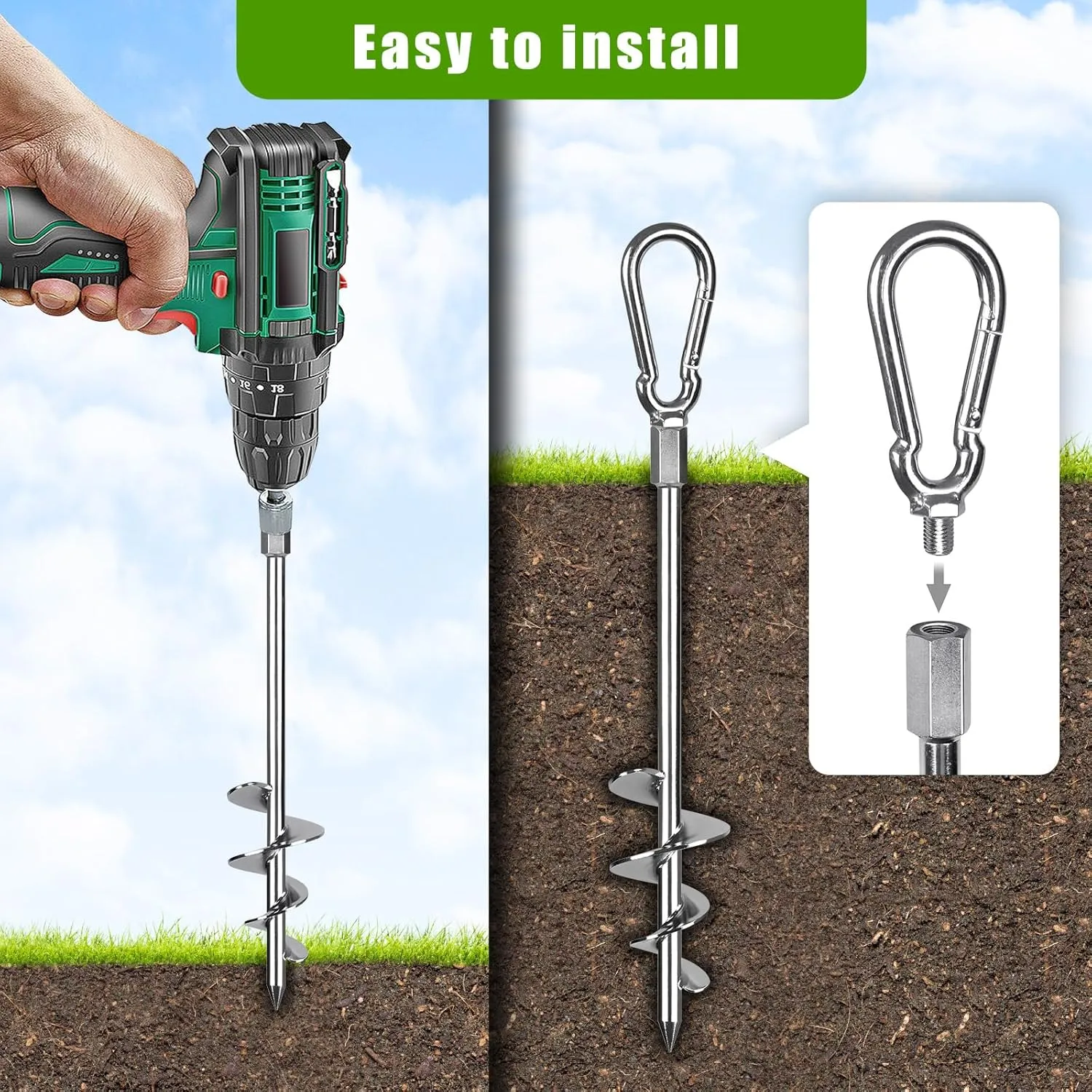 Ground aggravate lump esteem piling soundly Maya Anchors Screw in$ Heavy Duty Trampoline Stakes$ Tent Stakes$ High Wind Wider Spiral Earth Anchors for Trampolines$ Camping Tent$ Sheds$ Carports$ Securing Animals$ Swing Sets SELEWARE 18 Inch 