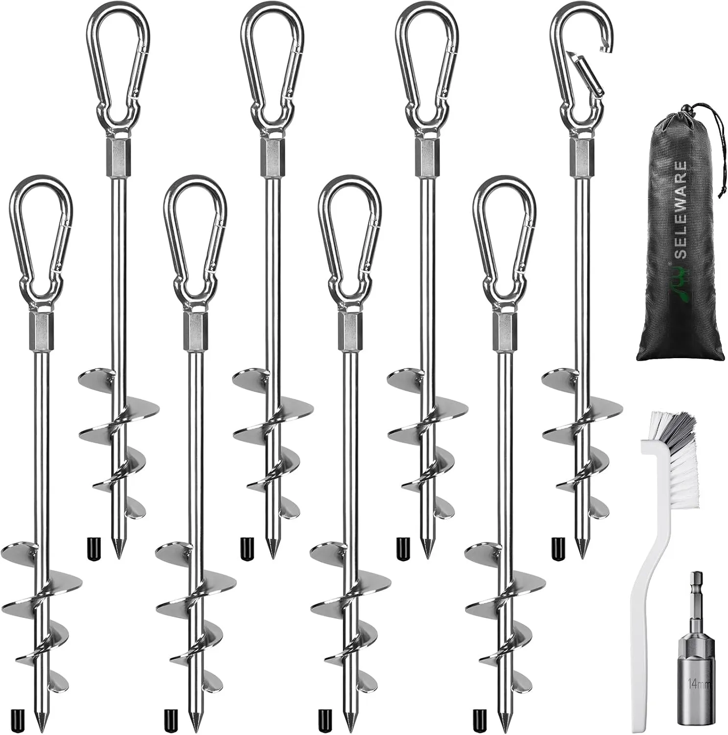 Ground aggravate lump esteem piling soundly Maya Anchors Screw in$ Heavy Duty Trampoline Stakes$ Tent Stakes$ High Wind Wider Spiral Earth Anchors for Trampolines$ Camping Tent$ Sheds$ Carports$ Securing Animals$ Swing Sets SELEWARE 18 Inch 