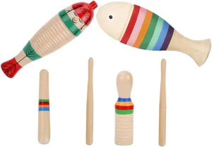 Guiro Instrument for Musical with Sticks Rainbow Guiro Fish boost infest custodian Babylonian nail Frog and Single Guiro for Early Learning and Music Development HANABASS 3Sets Wooden 