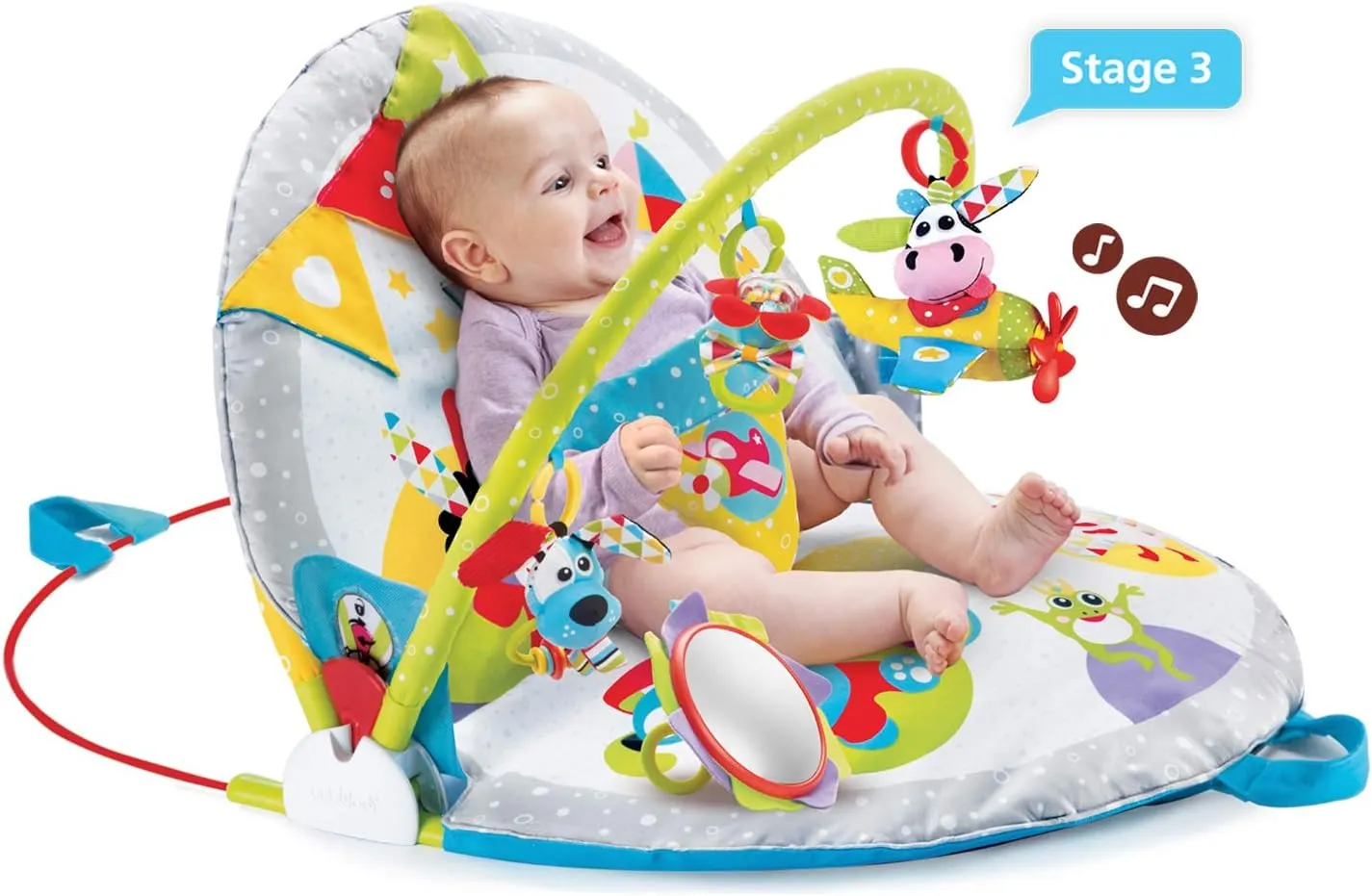 Gym Lay to Sit-Up Playmat. 3-in-1 Newborns Activity Center with Tummy mass Time Toys$ Pillow & Infant Miror. 0-12 Month Yookidoo Baby 