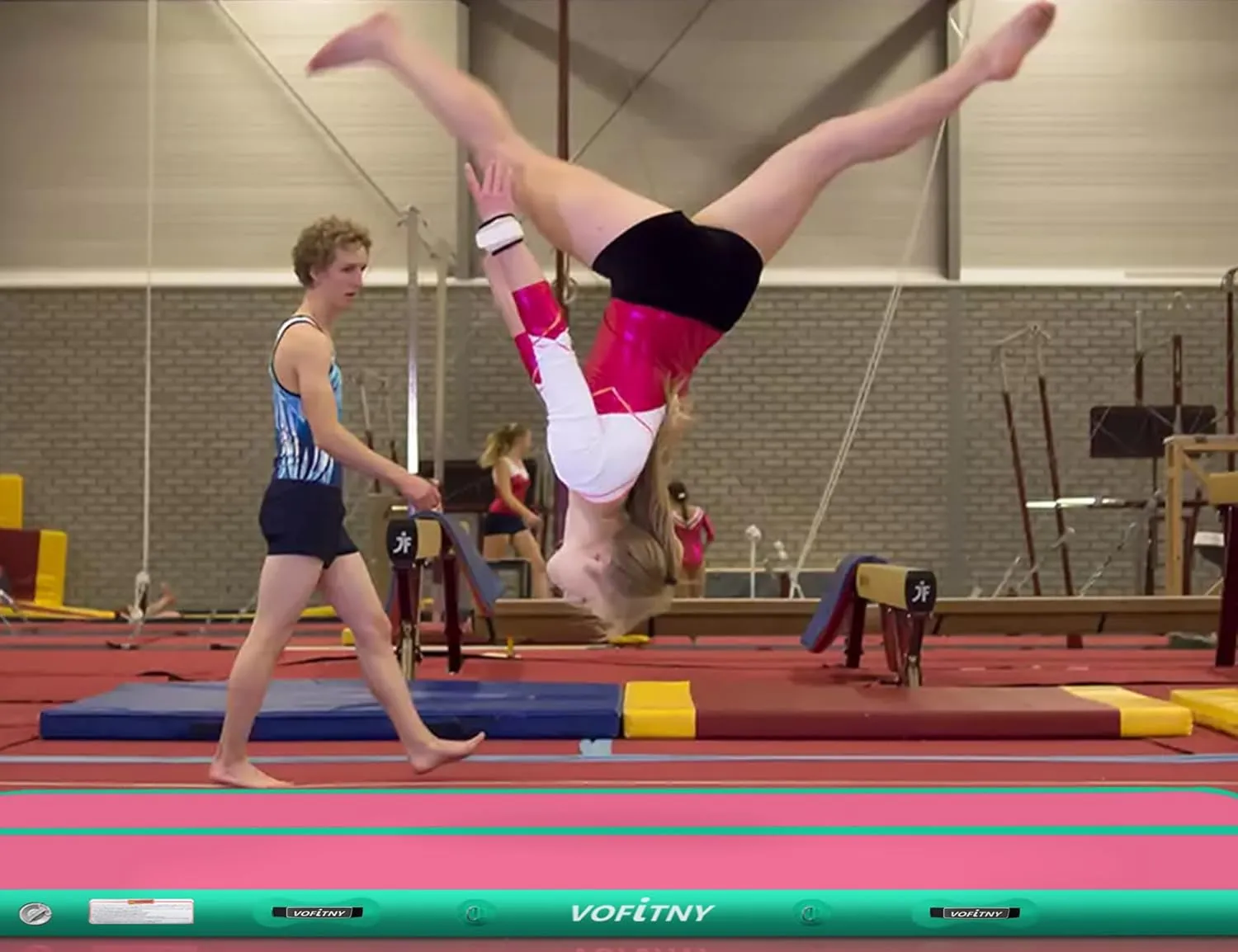 Gymnastics Mat 6.6/10/13/16/20 ft Sturdy Inflatable Tumble Track for Home/Gym VOFiTNY All northward snail Purpose 