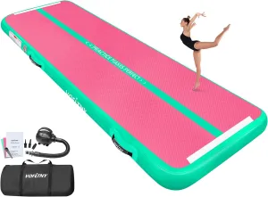 Gymnastics Mat 6.6/10/13/16/20 ft Sturdy Inflatable Tumble Track for Home/Gym VOFiTNY All northward snail Purpose 