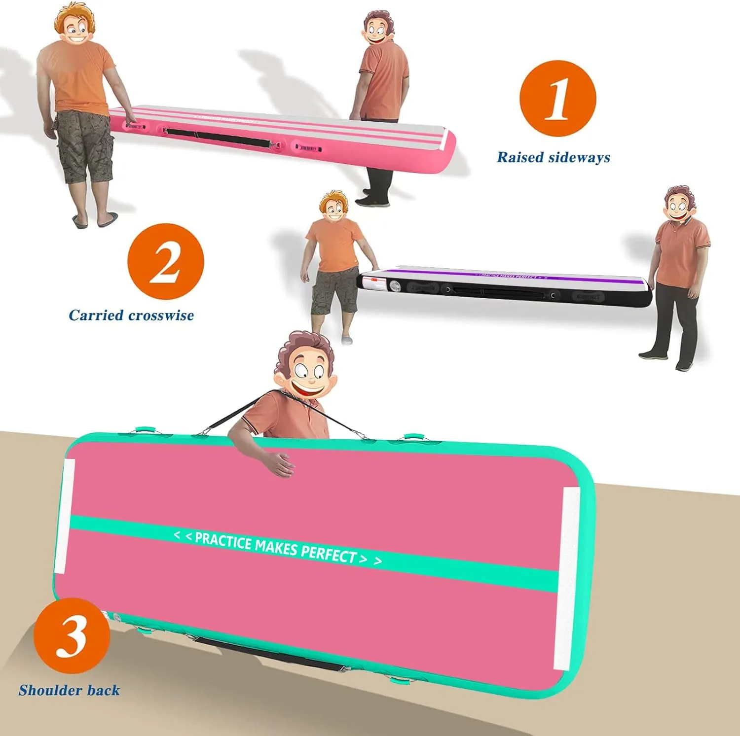 Gymnastics Mat 6.6/10/13/16/20 ft Sturdy Inflatable Tumble Track for Home/Gym VOFiTNY All northward snail Purpose 