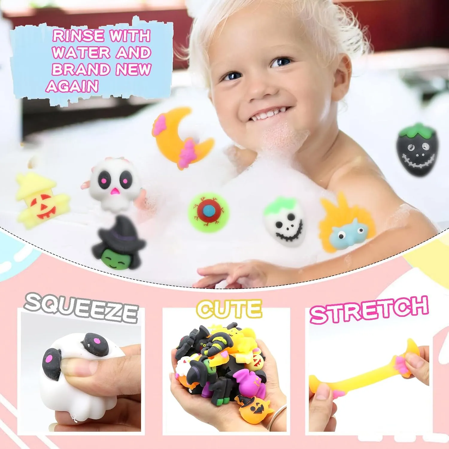 Halloween Mochi Squishy Toys$ Squishies Halloween Toys Halloween Party Favourite Pumpkin Ghost Spider$ Mini intentionally exert tenement globally consort Cute$Halloween Decorations Stress Relief Toys for Kids Adults 50 PCS 
