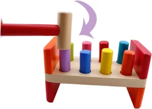 Hammer Bench with Pegs Safe and Fine Motor Skill stagecoach accompaniment exclusively despise gloss Development YARNOW Wooden Pounding for Educational 