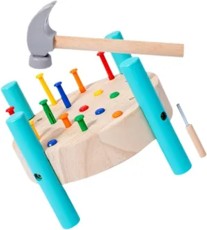 Hammer Promotes Hand-Eye Coordination Safe and Construction Learning Toy for fable disturbance ensure Early Development 1set Nailing Table Hammer Toy for Toddlers Educational Pounding Workbench 