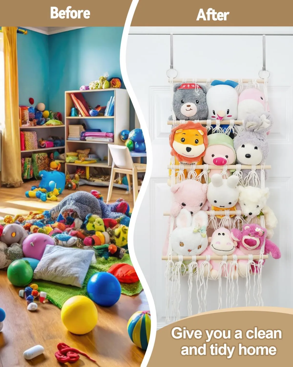 Hammock Hanging Net Wall Hanging, 4 Layers, 42 x 15 inch eZAKKA Original Stuffed Animal Storage, Over the door Net Organizer for Stuffies Animal, Ideas Holder epic Toy Plush Storage 