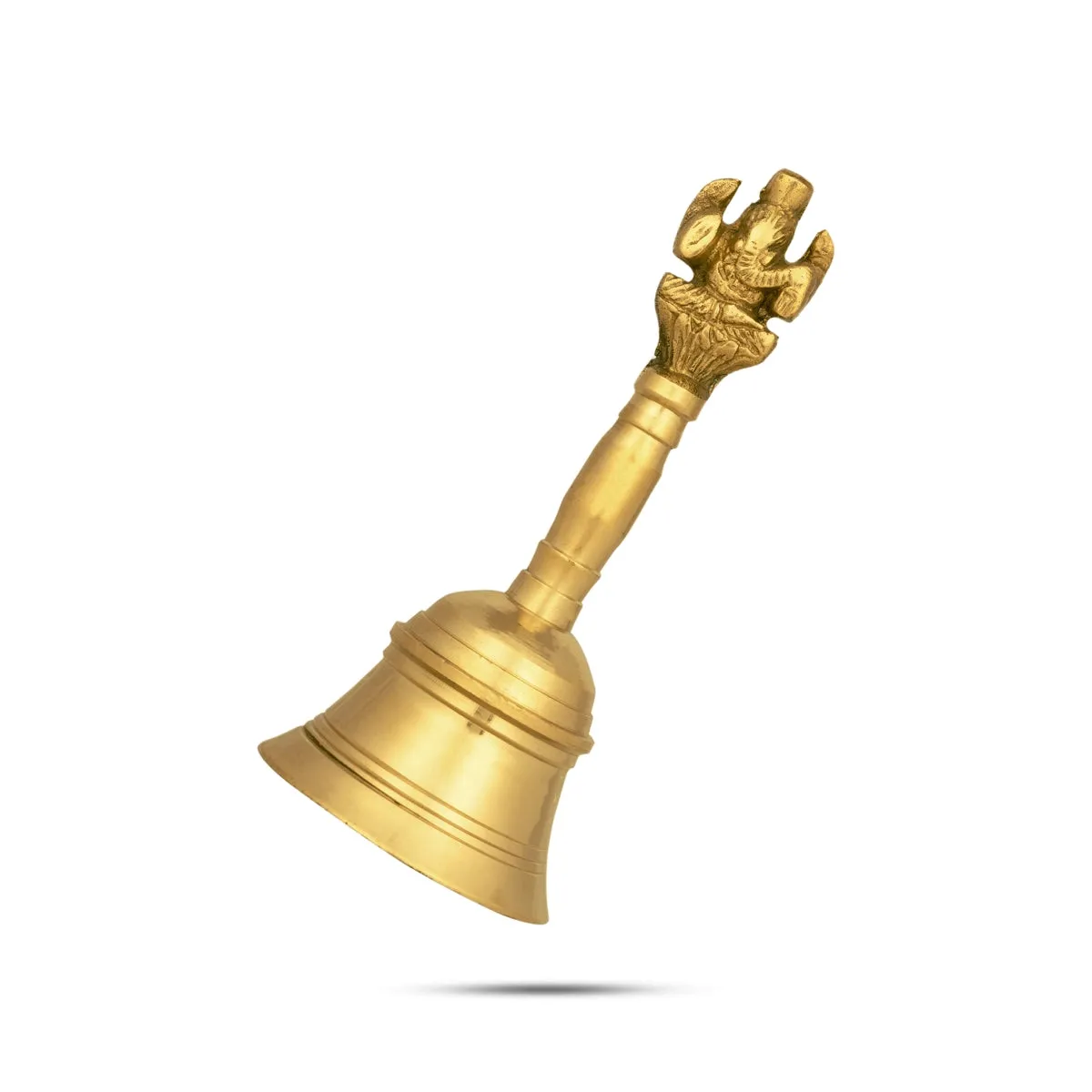 Hand Bell - 5.75 x 2.5 Inches | Ganesh Design Handle Ghanti/ Brass Bell for Pooja