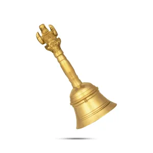 Hand Bell - 5.75 x 2.5 Inches | Ganesh Design Handle Ghanti/ Brass Bell for Pooja