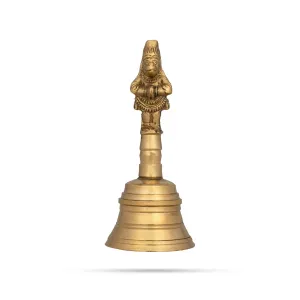 Hand Bell With Hanuman Design Handle - 5.25 x 2.25 Inches | Brass Ghanti/ Brass Bell for Pooja