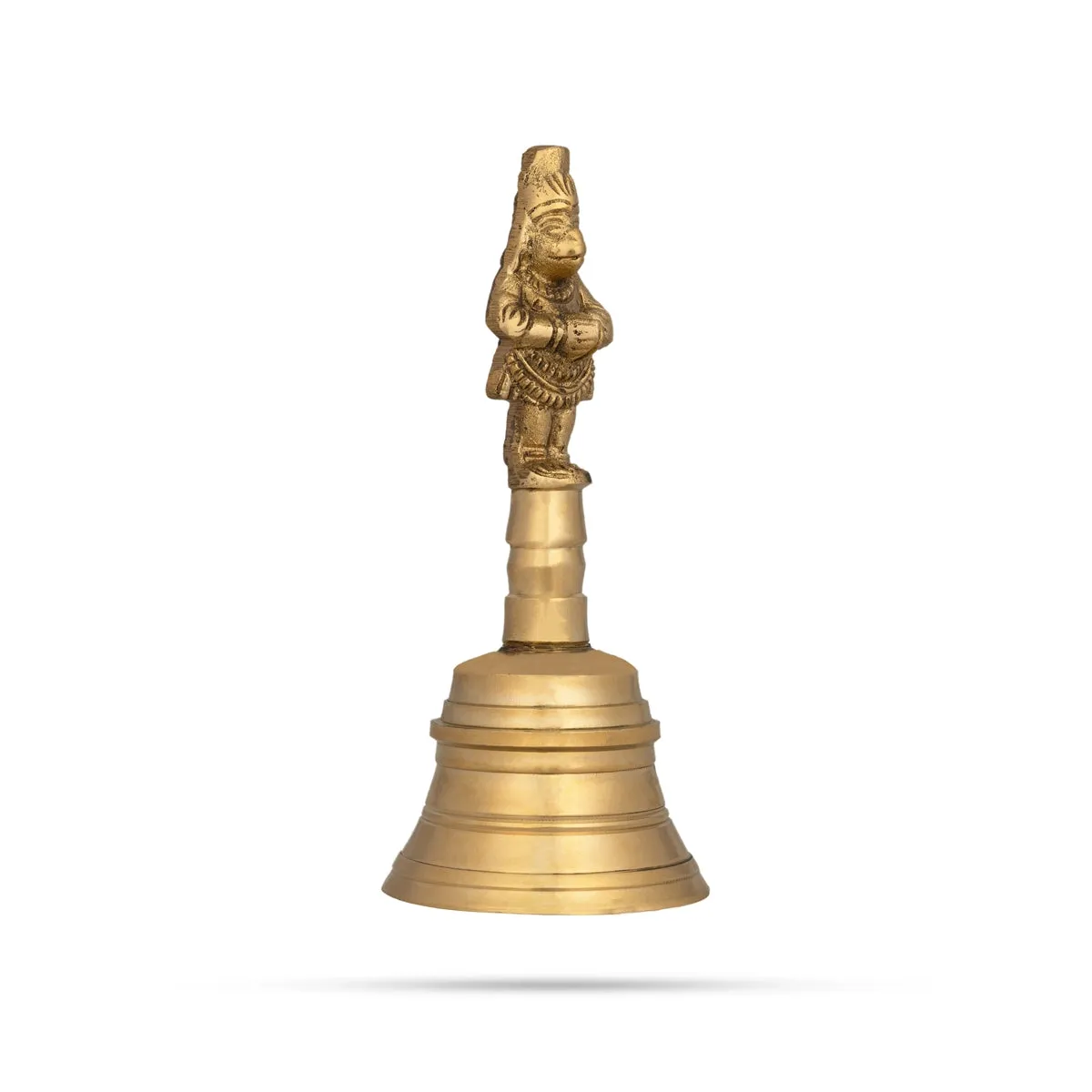 Hand Bell With Hanuman Design Handle - 5.25 x 2.25 Inches | Brass Ghanti/ Brass Bell for Pooja