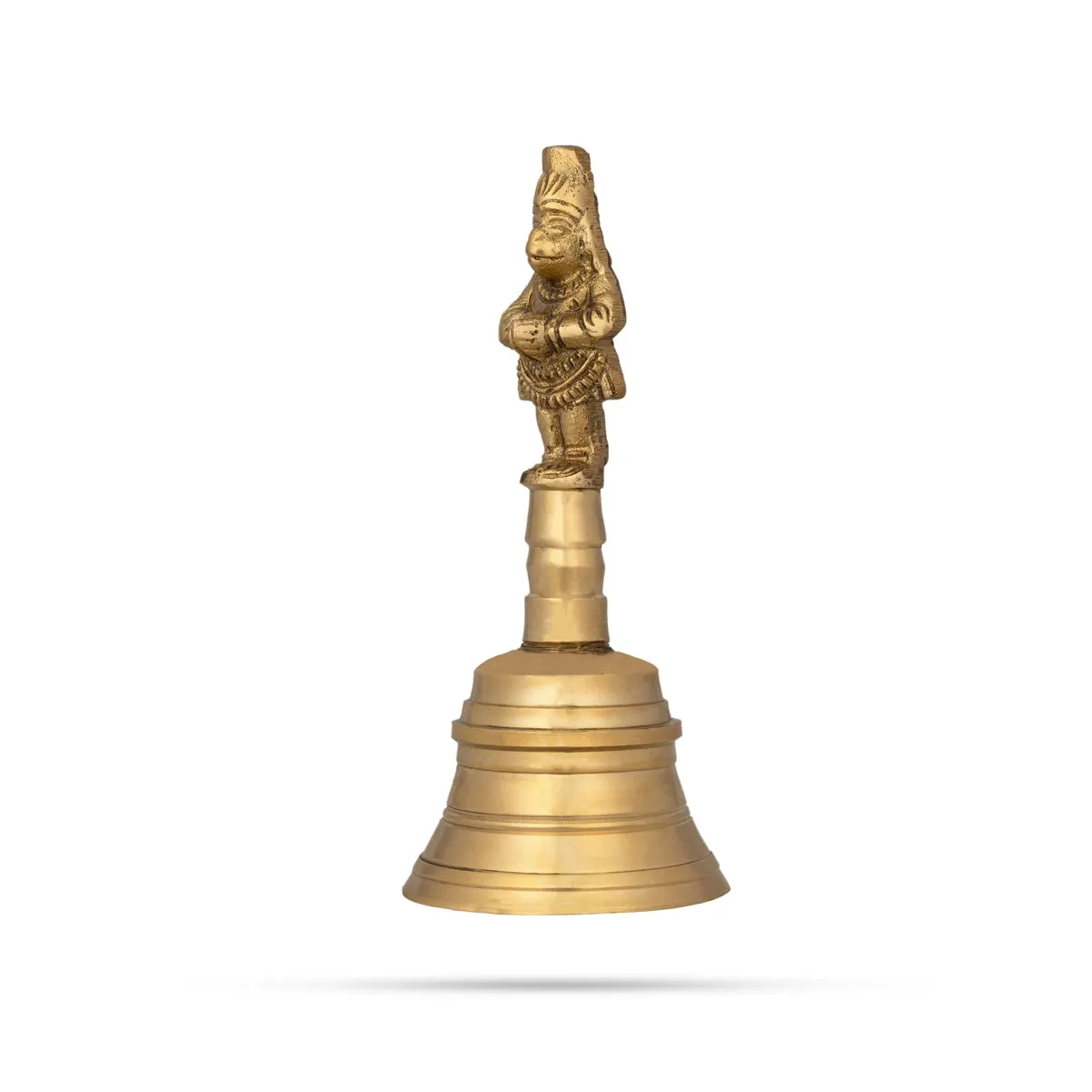 Hand Bell With Hanuman Design Handle - 5.25 x 2.25 Inches | Brass Ghanti/ Brass Bell for Pooja