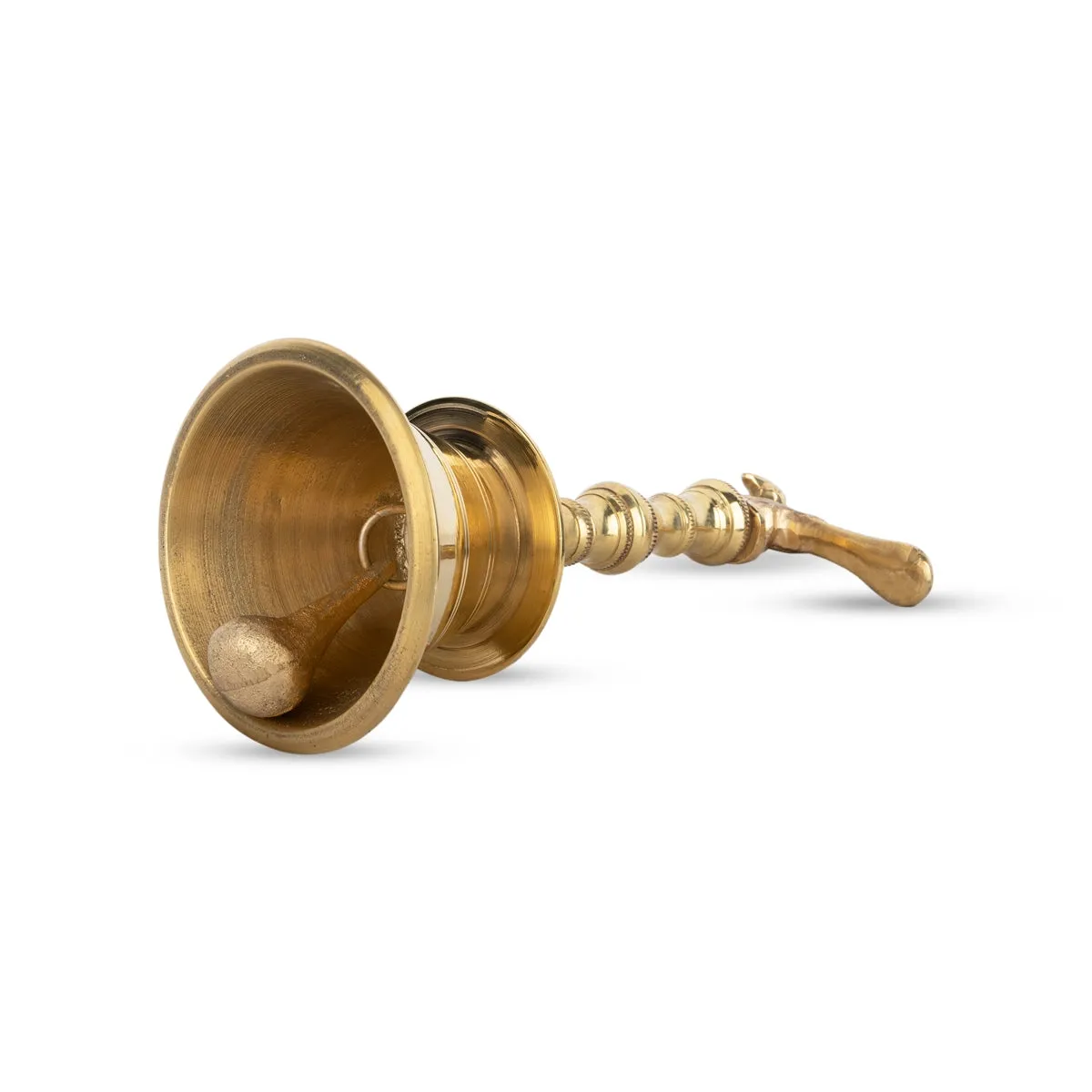 Hand Bell With Peacock Design Handle - 12 x 4.5 Inches | Brass Bell/ Ghanti for Pooja