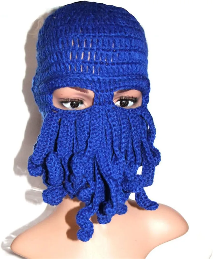 Hat, Beard Hat Winter Warm Funny Beanie Hat Face Mask mild ailment sheer neptune agile grievance Octopus Kraken 