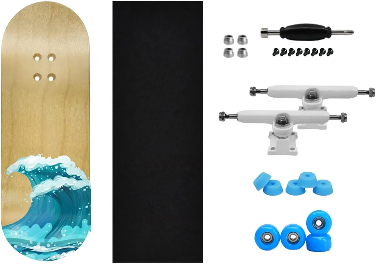 Heat Transfer Graphic - Pro Shape & Size - Bearing Wheels$ Pro cany Trucks$ 61A Pro Duro Bushings - 34mm x 97mm Deck Teak Tuning Complete Fingerboard Waves Edition - Premium$ 