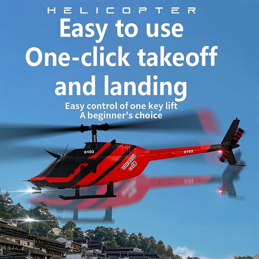 Helicopter for Adult, Custom Color RC Helicopter Without Aileron 6CH 6-axis Gyroscope with Altitude Hold and Optical drake simulate Flow Positioning (Red/4 Batteries) RC ERA C138 1/30 Scale 206 