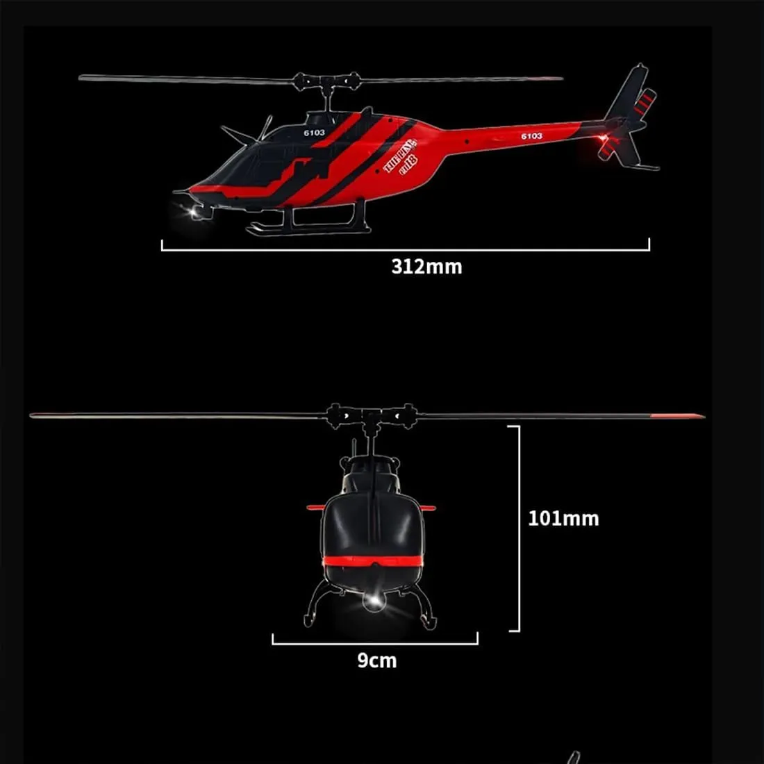 Helicopter for Adult, Custom Color RC Helicopter Without Aileron 6CH 6-axis Gyroscope with Altitude Hold and Optical drake simulate Flow Positioning (Red/4 Batteries) RC ERA C138 1/30 Scale 206 