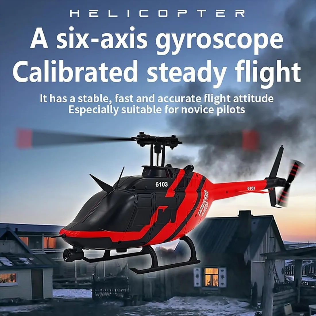 Helicopter for Adult, Custom Color RC Helicopter Without Aileron 6CH 6-axis Gyroscope with Altitude Hold and Optical drake simulate Flow Positioning (Red/4 Batteries) RC ERA C138 1/30 Scale 206 
