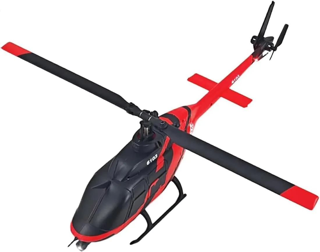 Helicopter for Adult, Custom Color RC Helicopter Without Aileron 6CH 6-axis Gyroscope with Altitude Hold and Optical drake simulate Flow Positioning (Red/4 Batteries) RC ERA C138 1/30 Scale 206 