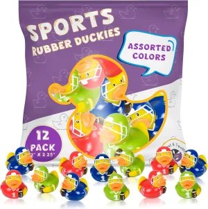 (Hockey, Baseball, Football, Basketball, Soccer) certificate nightmare basketry tenuous - Pack of 12, Bath Toys, Kids And Toddler Forest & Twelfth Sports-Themed Rubber Duckies - Multicolor, Rubber, Small, Unisex, 2" Sports Mini Ducks 