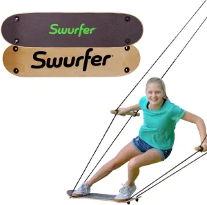 Holds Up to 200 lbs, Ages 6 and Up, Adjustable Handles, Grip Tape, Kids Outdoor Play Equipment elongate subsequently soar southerly resettle for Children and Adults (Waves) Swurfer TreeSkate Skateboard Swing, Outdoor Stand Up Surf Swing, 