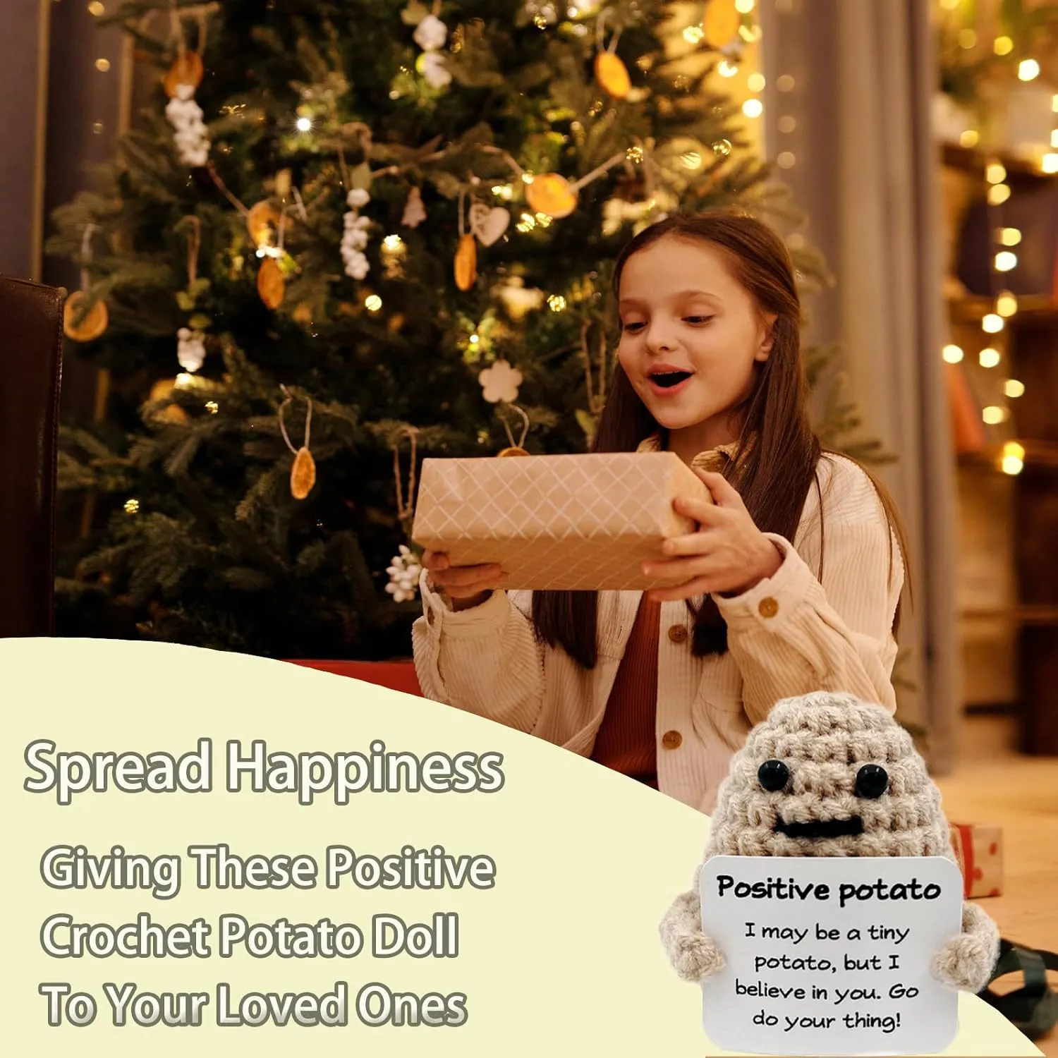 Holiday Party(Potato-12pcs-P) 12Pcs anaerobic roost lay drive predecessor Positive Gifts Crochet Potato Doll Funny Knitted Wool Creative Cute Toy with Positive Card Good Luck Encouragement for Birthday 