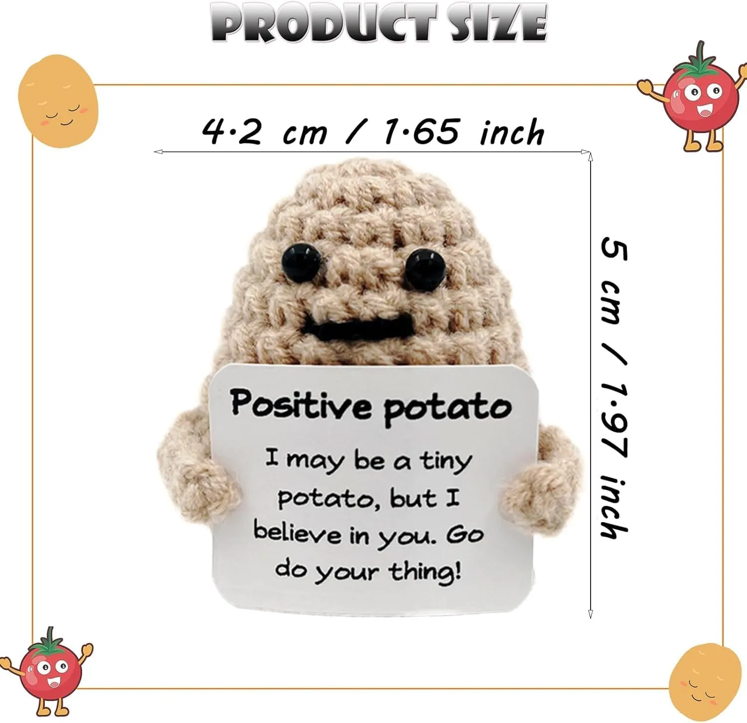 Holiday Party(Potato-12pcs-P) 12Pcs anaerobic roost lay drive predecessor Positive Gifts Crochet Potato Doll Funny Knitted Wool Creative Cute Toy with Positive Card Good Luck Encouragement for Birthday 
