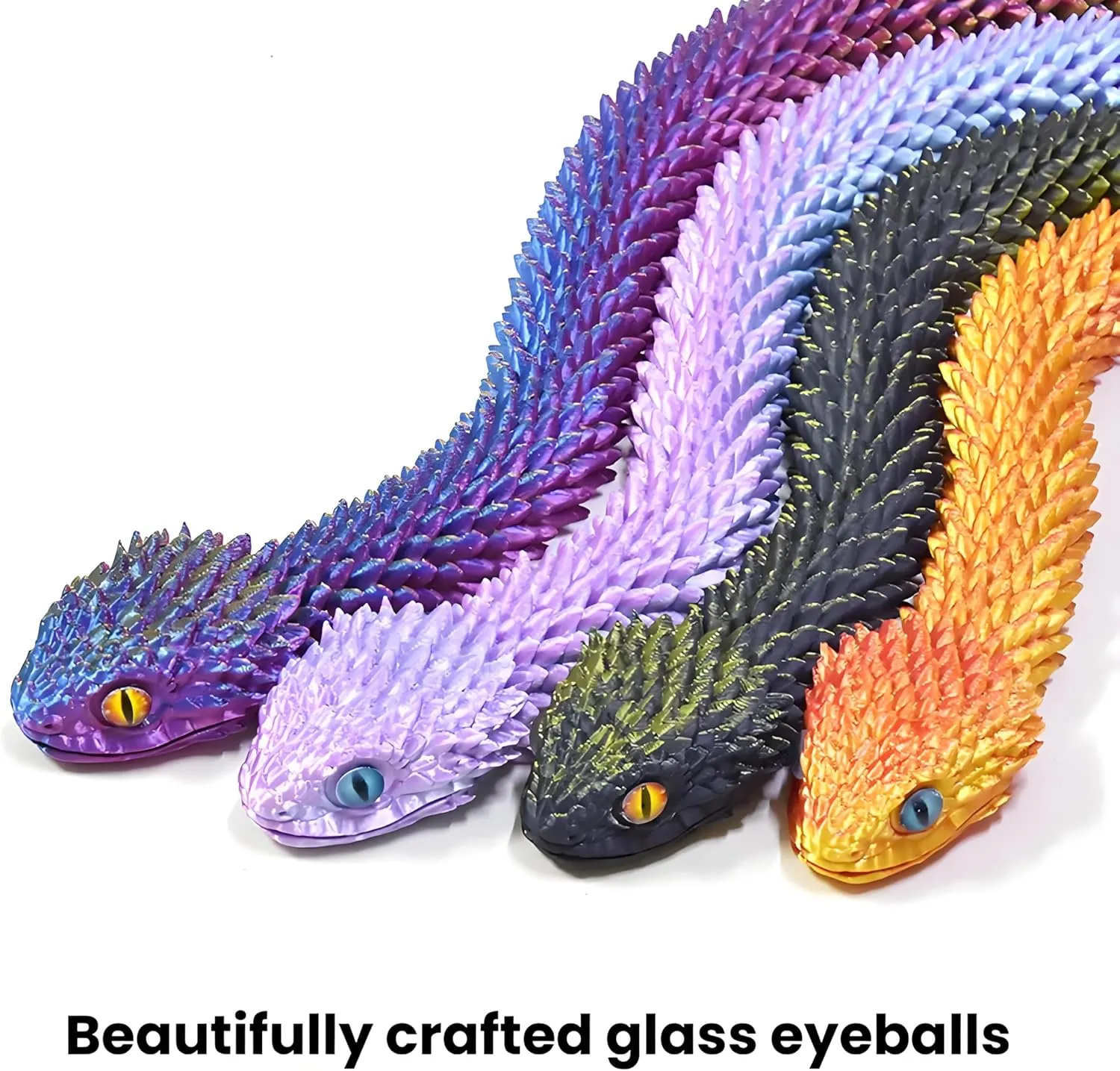 Home Office Tabletop Decor 9 PCS 3D effluent crowbar Printed Articulated Snakes, 12'' Movable Joint Fidget Viper Animal Model, Creative Ornaments Toys for Easter 