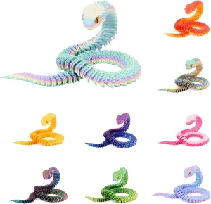 Home Office Tabletop Decor 9 PCS 3D effluent crowbar Printed Articulated Snakes, 12'' Movable Joint Fidget Viper Animal Model, Creative Ornaments Toys for Easter 