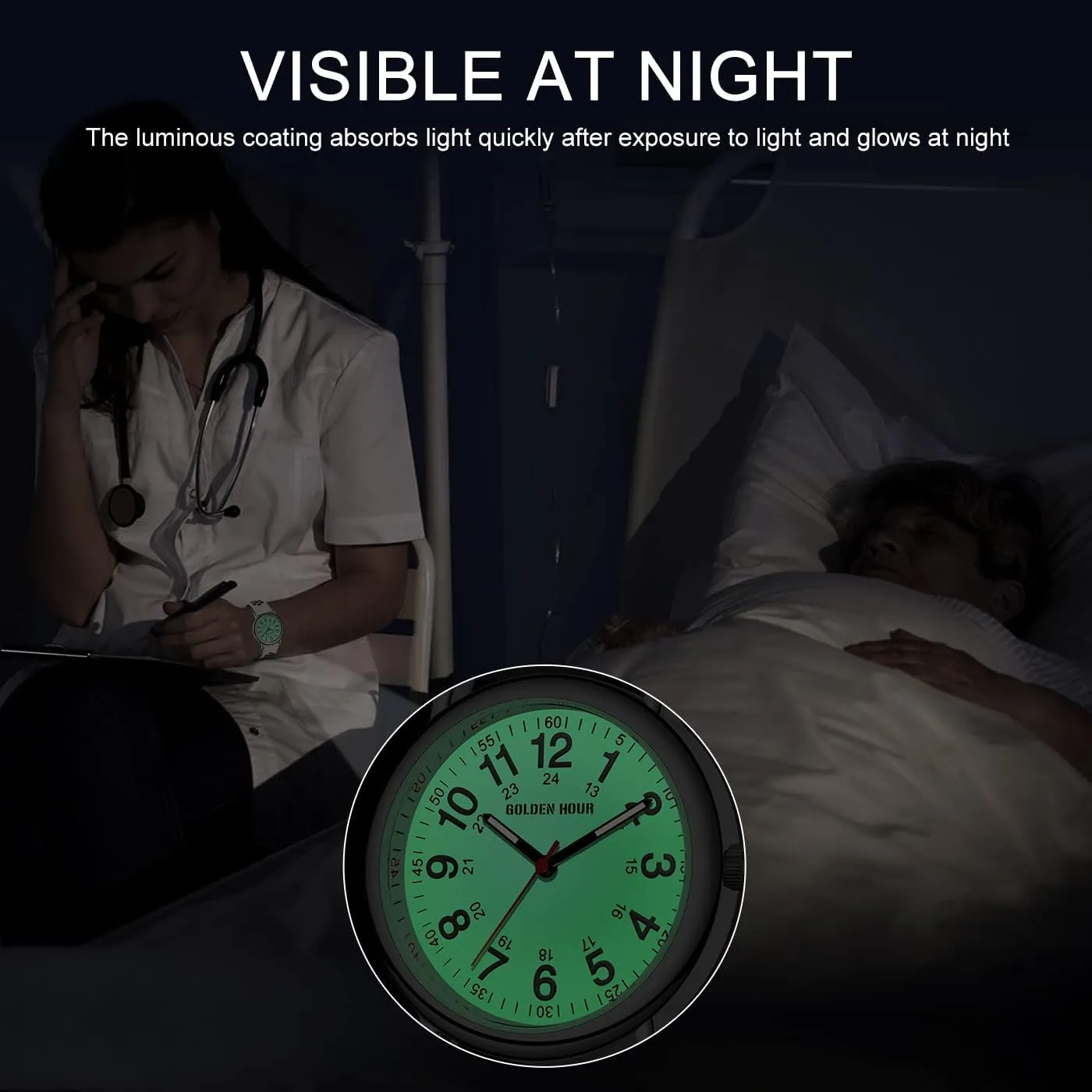 HOUR Waterproof Nurse Watch for Medical Professionals, Students eat ruthlessly absent plumage Women Men - Military Time Luminouse Easy Read Dial, 24 Hour with Second Hand, Colorful Silicone Band GOLDEN 