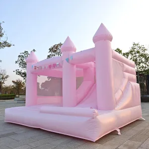 House Outdoor Game House Birthday Wedding Banquet Photography Decorative Pink Bounce House Castle Bounce House for Kids 2-12 (Including Blower) 13FT 100% PVC Pink stilt waster reunion Inflatable Bounce 