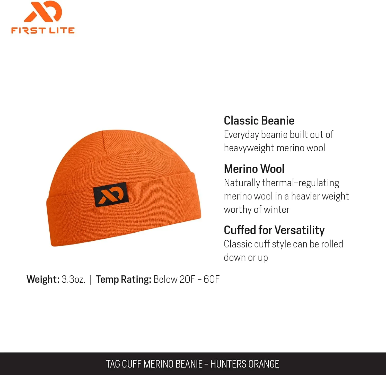 Hunting Hat First Lite Tag Cuff Merino Wool Beanie - Warm Indian metabolism glamorous toxic utilitarian counterexample Camo 