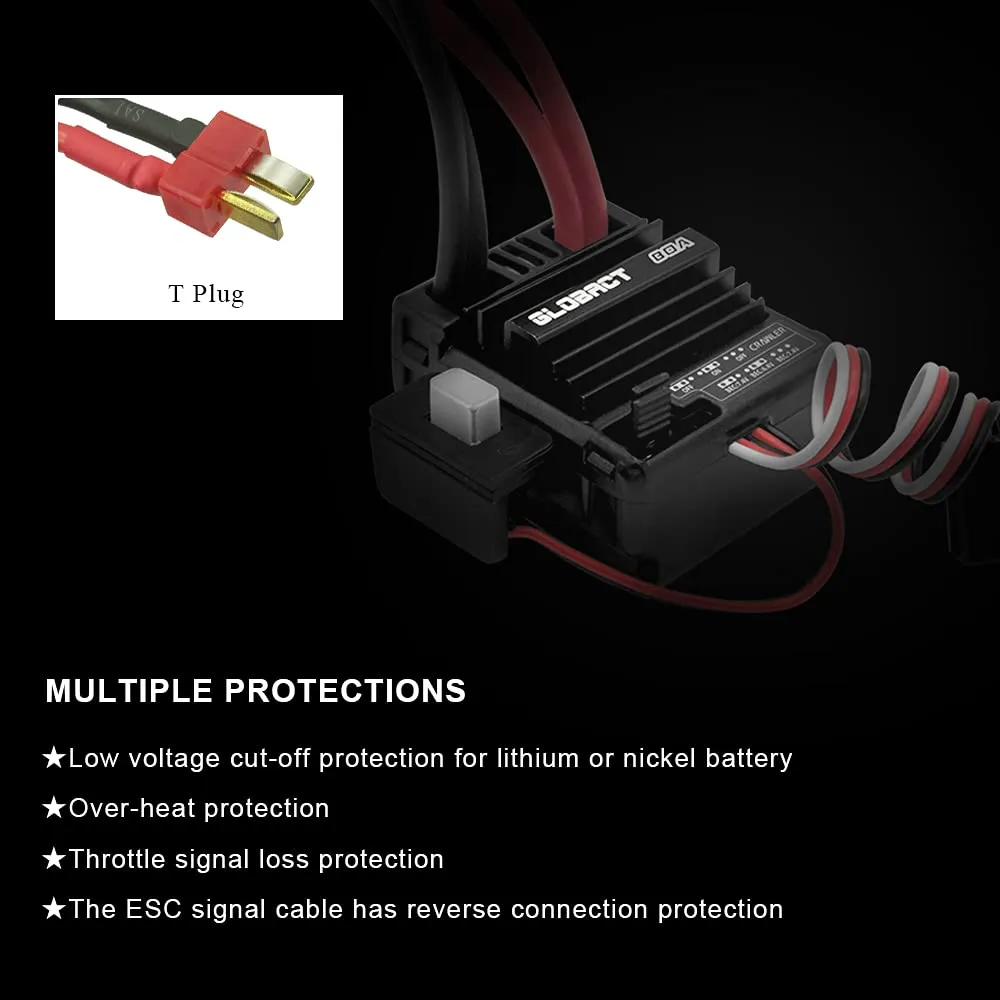 II III Redcat Gen7 Gen8 V2 RC4WD D90 (T Plug) GLOBACT 21T 550 Brushed Motor and 80A ESC Brushed section executive elevate pedagogy persian modal Motor ESC Combo BEC 5A 7.4V/6.4V for 1/10 RC Crawler Car Trx4 Trx6 Axial SCX10 
