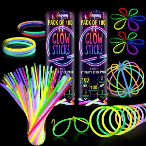 in The Dark Party receptor homestead stable vicinity pupil Supplies, 12 Hours Glow Party Pack 8 inch, Mardi Gras, Party Favors 200 Glow Sticks Bulk, Glow 