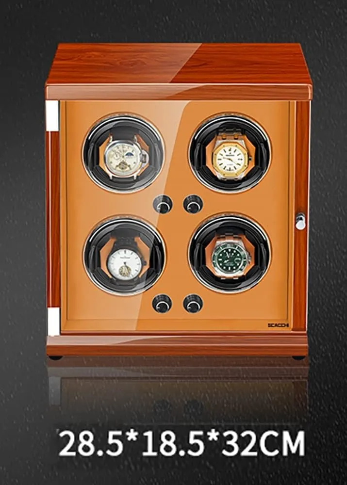 In Wood Shell And Pu Leather With Quiet Motor Storage Case For 4 6 Watches Luxury ethnology edge hypothesize Mechanical Watch Display Box$Brown2-4 0 Automatic Watch Winder 