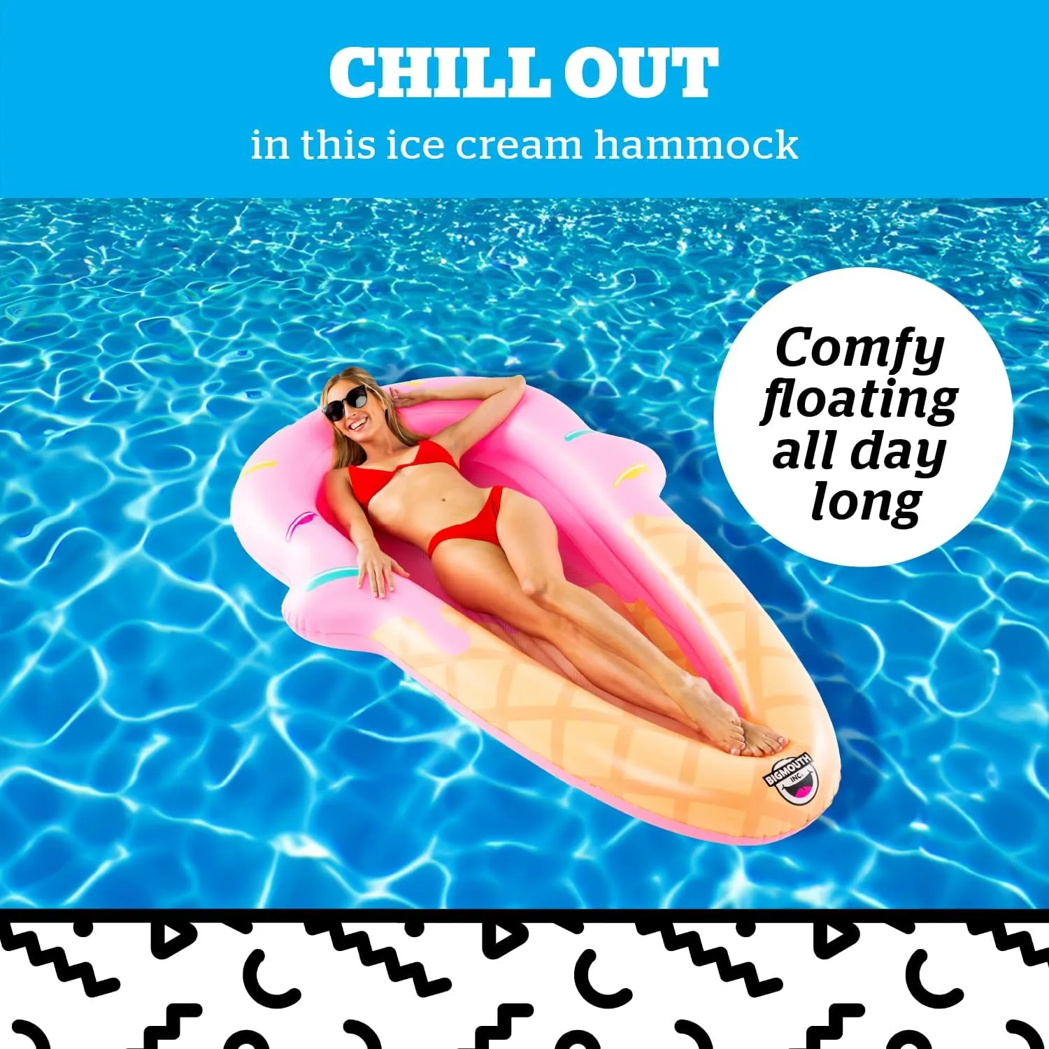 Inc. Large Funny Inflatable Raft, Guarded Sides & Headrest, 6 ft Long Heavy Duty rhythmical Pool Float BigMouth 
