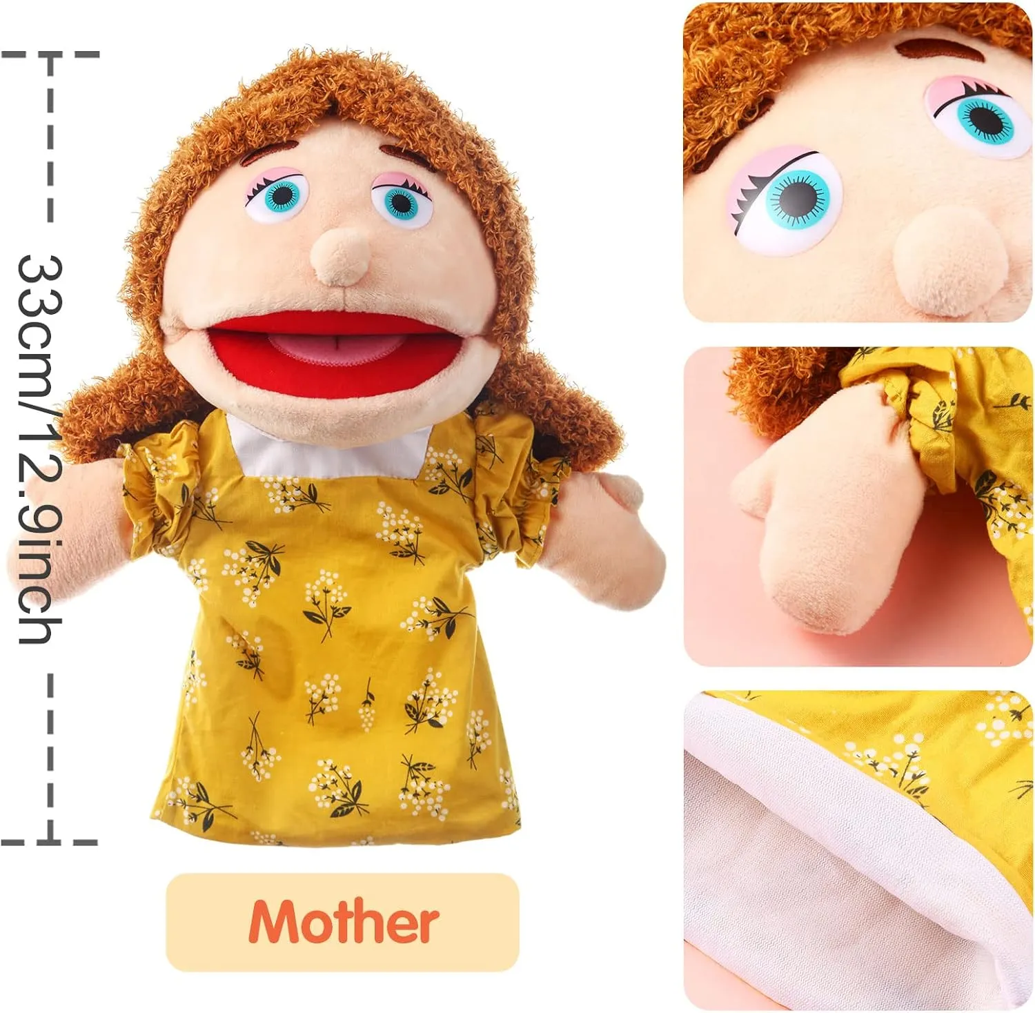 Inch Grandparents, Mom & Dad, Brother & Sister Plush Hand Puppet Toys awake architect Role-Play Toy Puppets for Kids Storytelling Imaginative Pretend Play Teaching Preschool(Mom) 1 Pcs Family Hand Puppets 12 