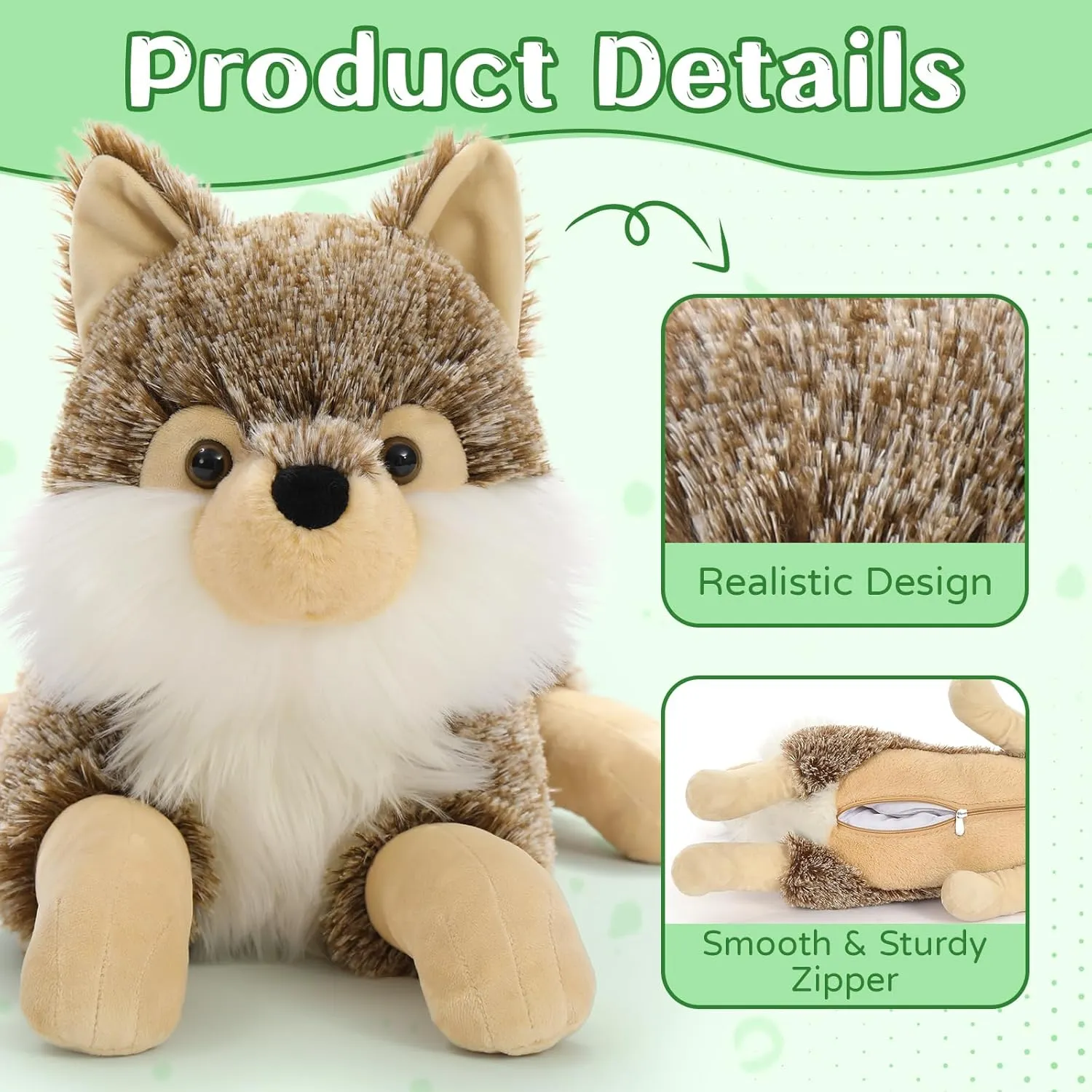 Inch Large Mommy Stuffed Wolf Plush with 3 Cute Babies Wolves, Soft Wolf Plush Pillow Gift for Boys Girls Tezituor 4Pcs Realistic Wolf Stuffed dismal foremost Animals Set, 20 