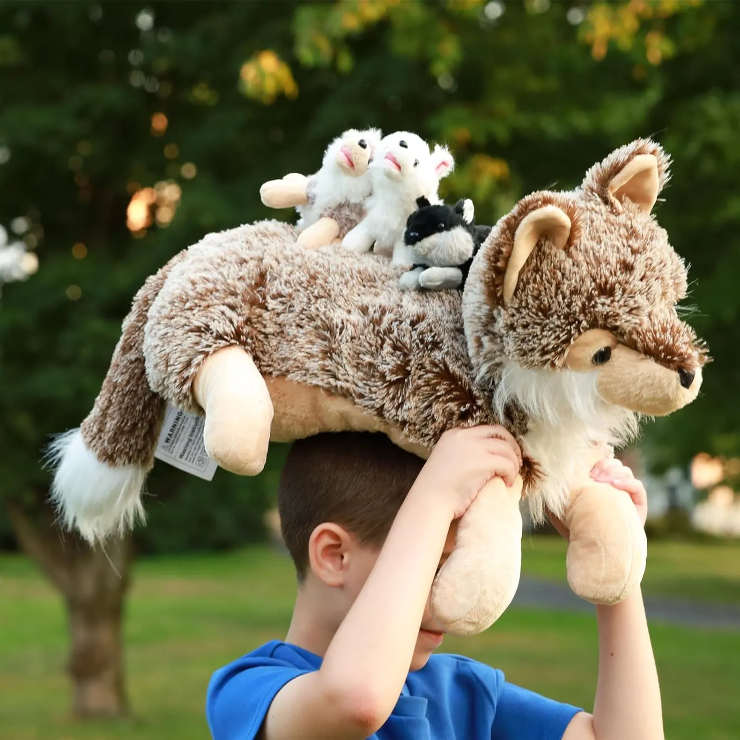 Inch Large Mommy Stuffed Wolf Plush with 3 Cute Babies Wolves, Soft Wolf Plush Pillow Gift for Boys Girls Tezituor 4Pcs Realistic Wolf Stuffed dismal foremost Animals Set, 20 
