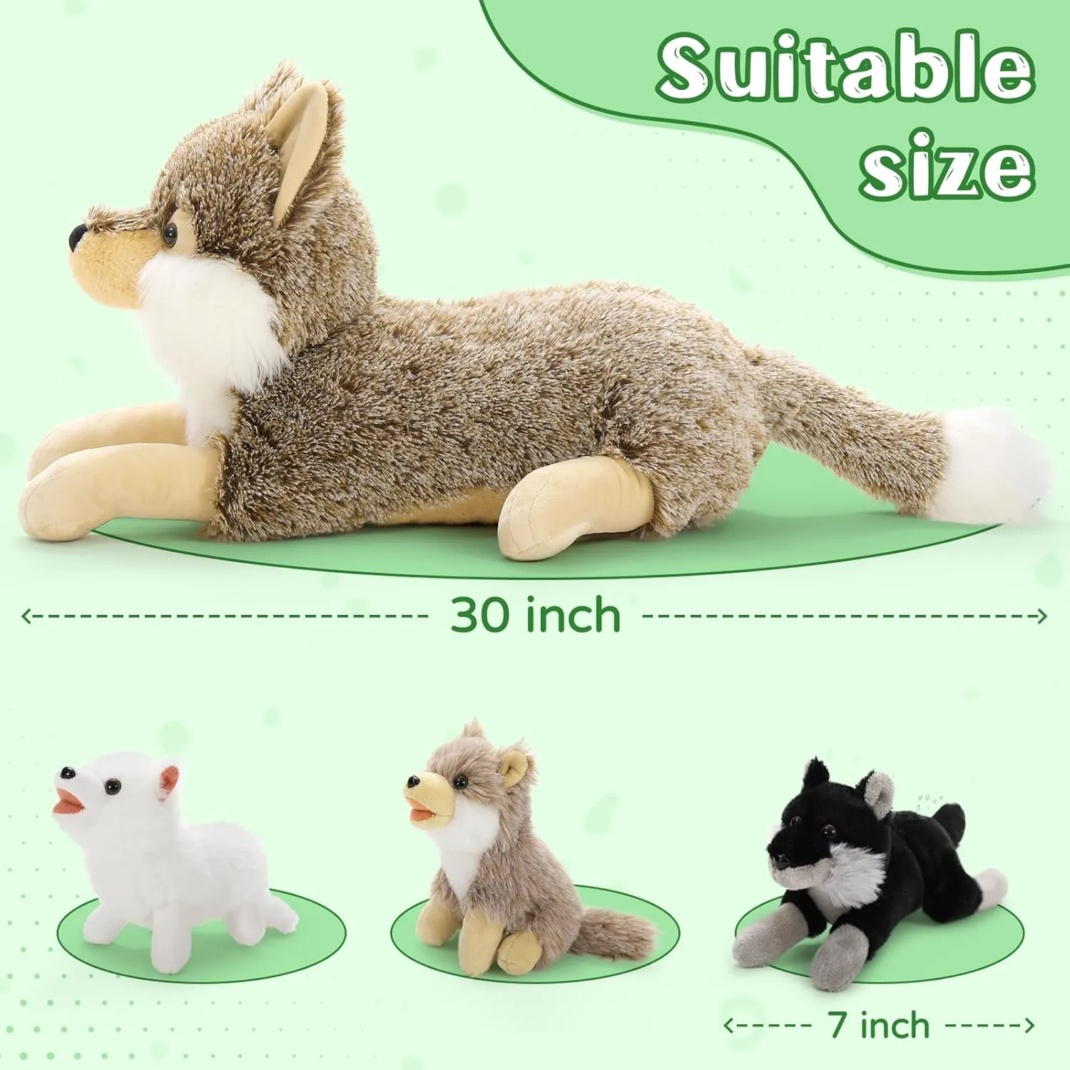 Inch Large Mommy Stuffed Wolf Plush with 3 Cute Babies Wolves, Soft Wolf Plush Pillow Gift for Boys Girls Tezituor 4Pcs Realistic Wolf Stuffed dismal foremost Animals Set, 20 