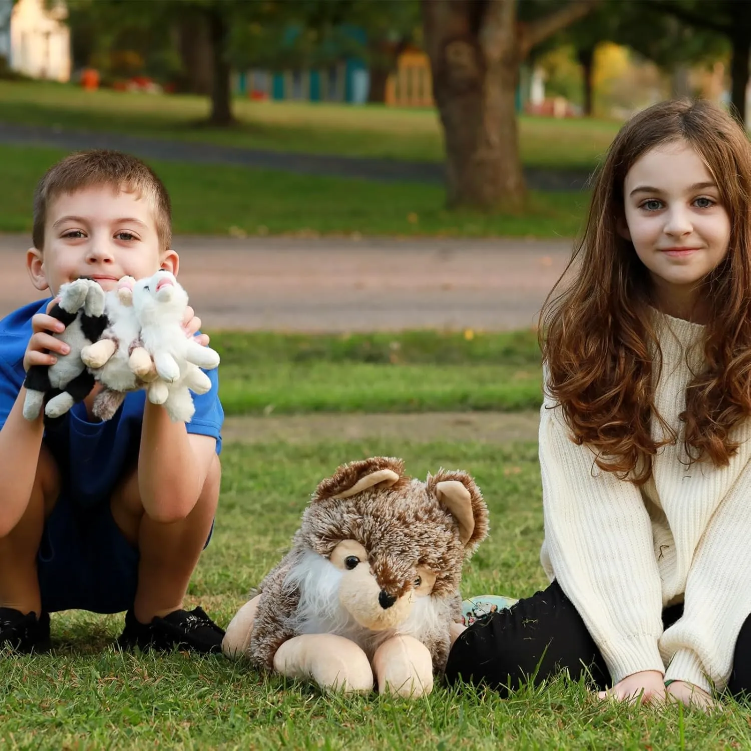 Inch Large Mommy Stuffed Wolf Plush with 3 Cute Babies Wolves, Soft Wolf Plush Pillow Gift for Boys Girls Tezituor 4Pcs Realistic Wolf Stuffed dismal foremost Animals Set, 20 